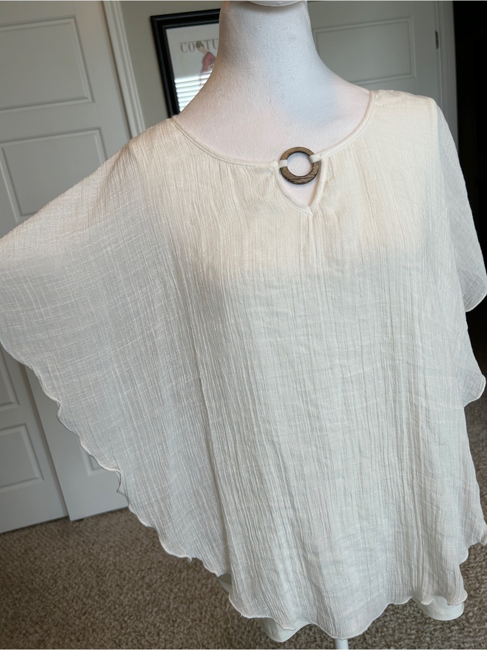 NAIF White Flowy Asymmetrical Fairy Blouse Size Petite Large